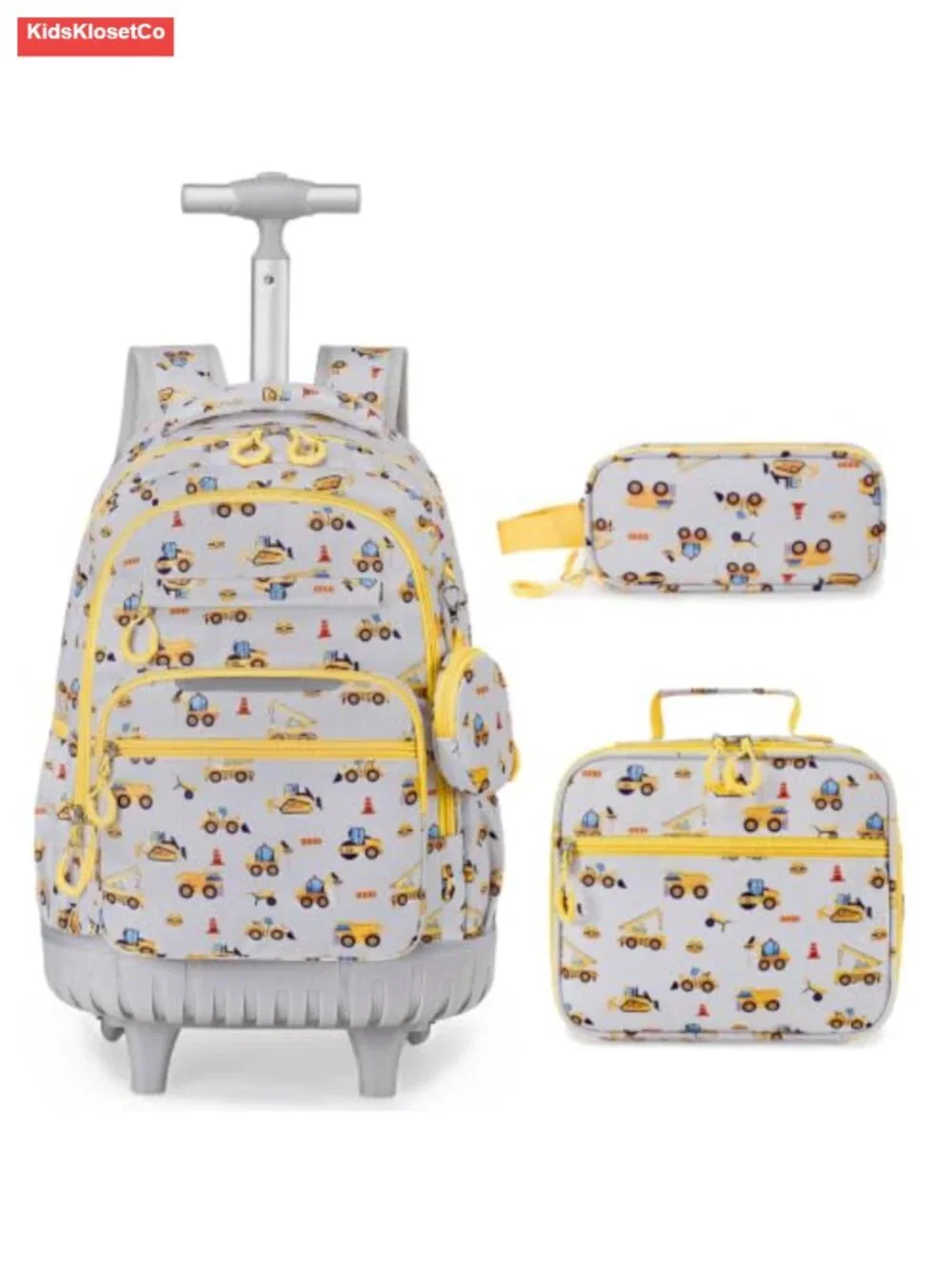 Rolling Backpack for Kids with Lunch Bag & Pencil Pouch, Wheeled School Bag,